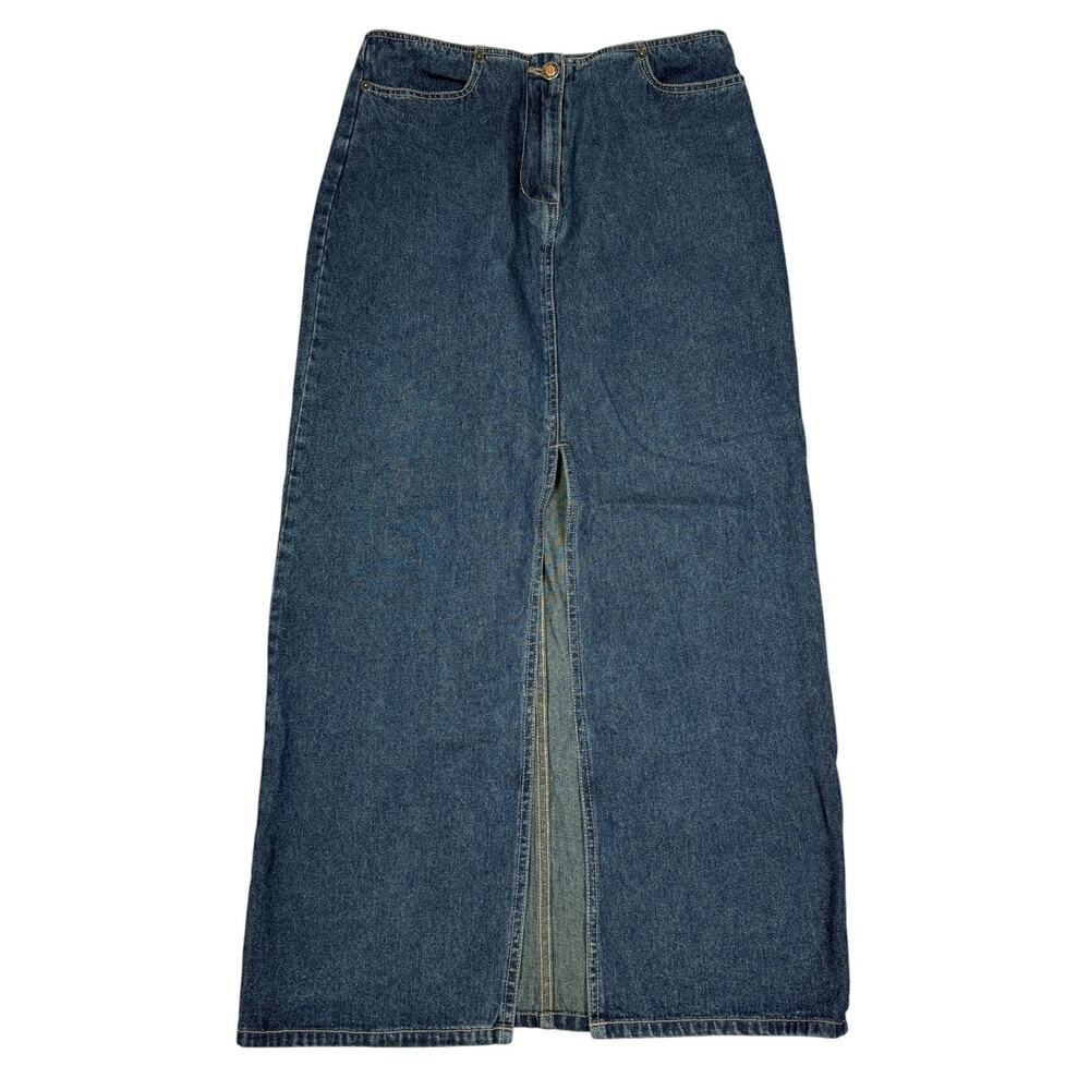 Vintage QPD Junior Womens Size 3 Long Split Denim Skirt 90s